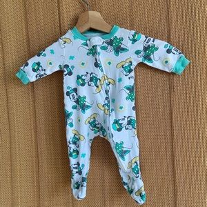 Mickey and Minnie mouse, St. Patrick’s themed 0 to 3 month PJs
